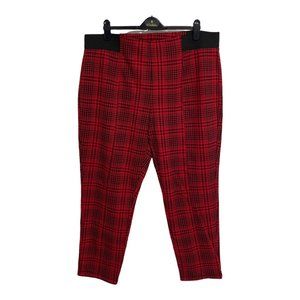 Terra Sky women's Tartan Plaid leggings pants pull on red black size 2X